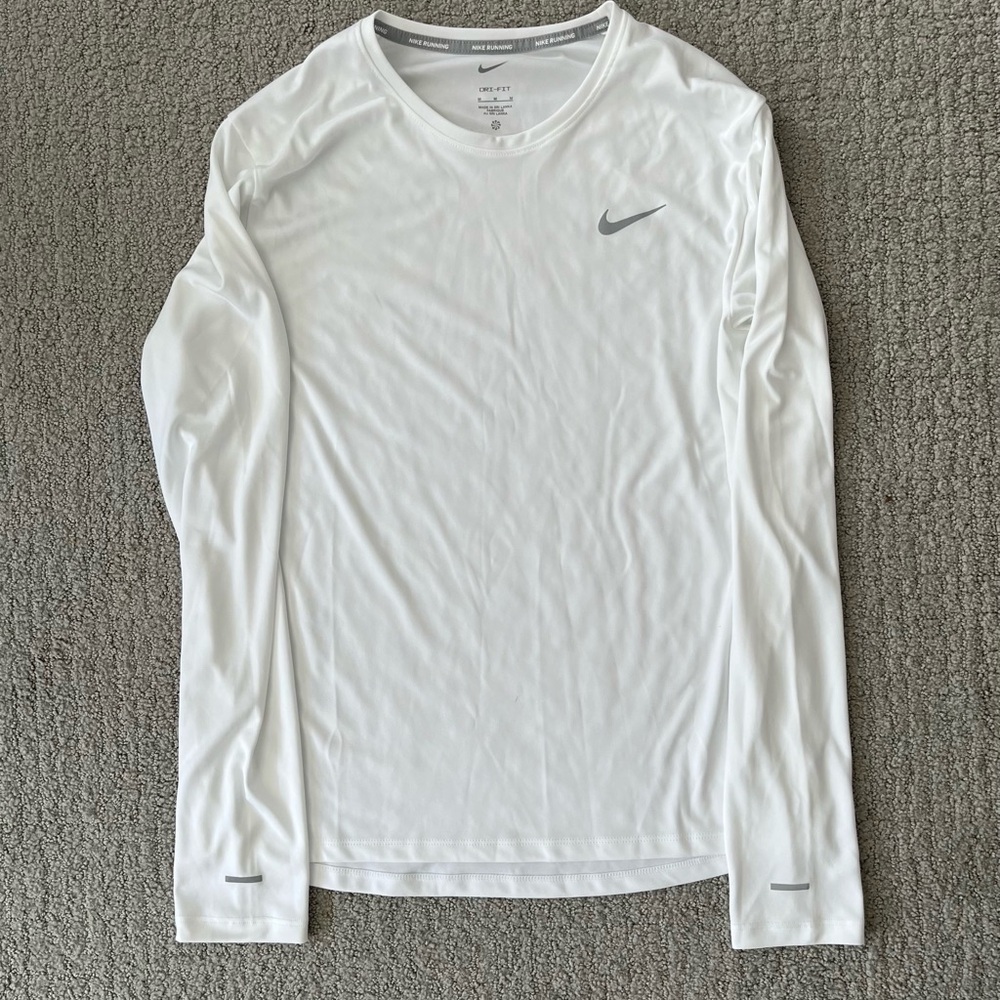 Nike White Long Sleeve Performance Tee/ Sun Shirt